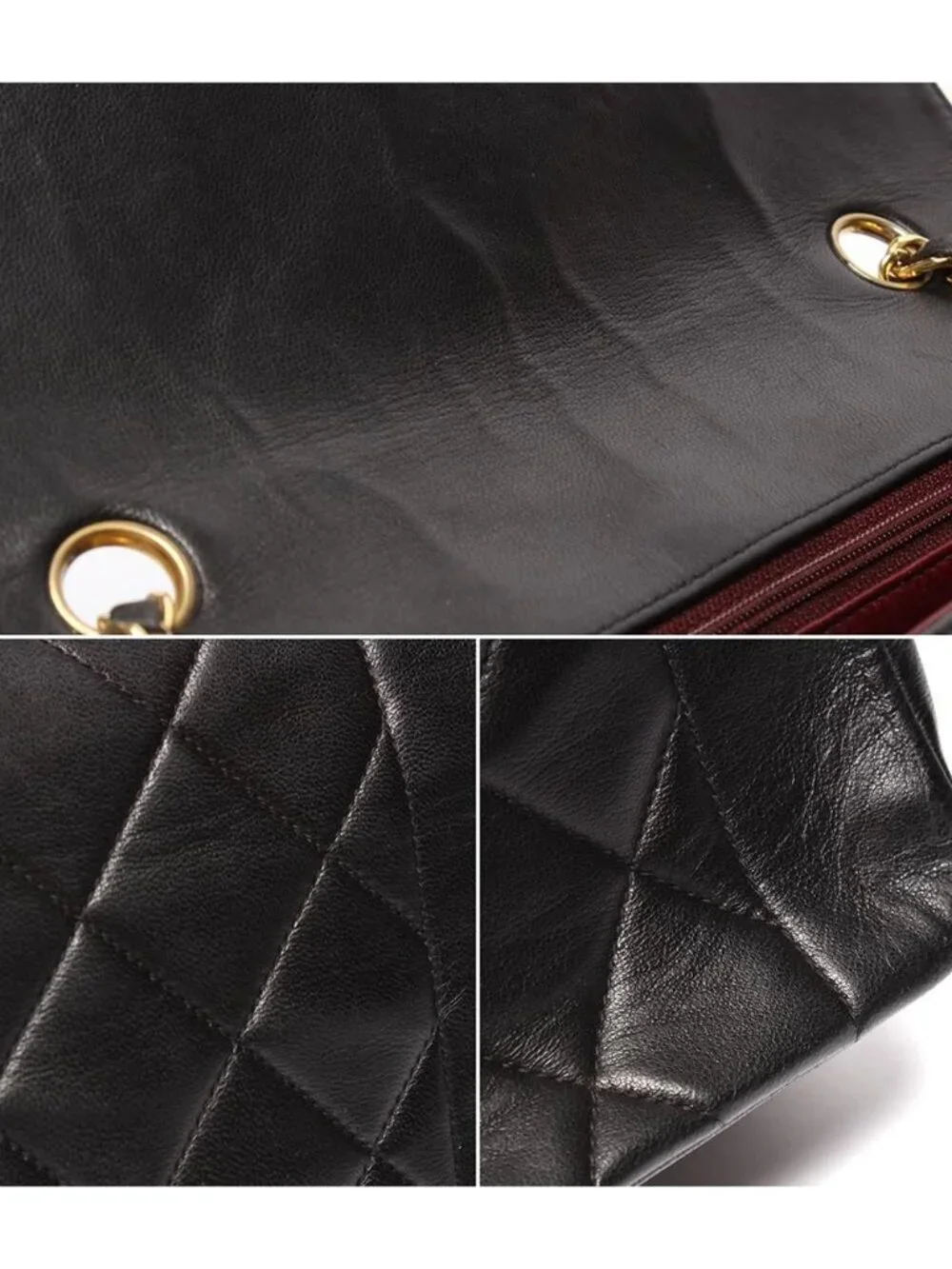 Chanel Chain Shoulder Bag Quilted Gold Lambskin Single Crossbody Diana 25